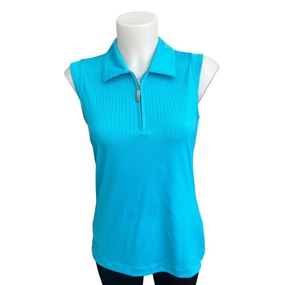 NVO by lanctot Sky blue sleeveless 1/4 zip Golf‎ athletic top size small